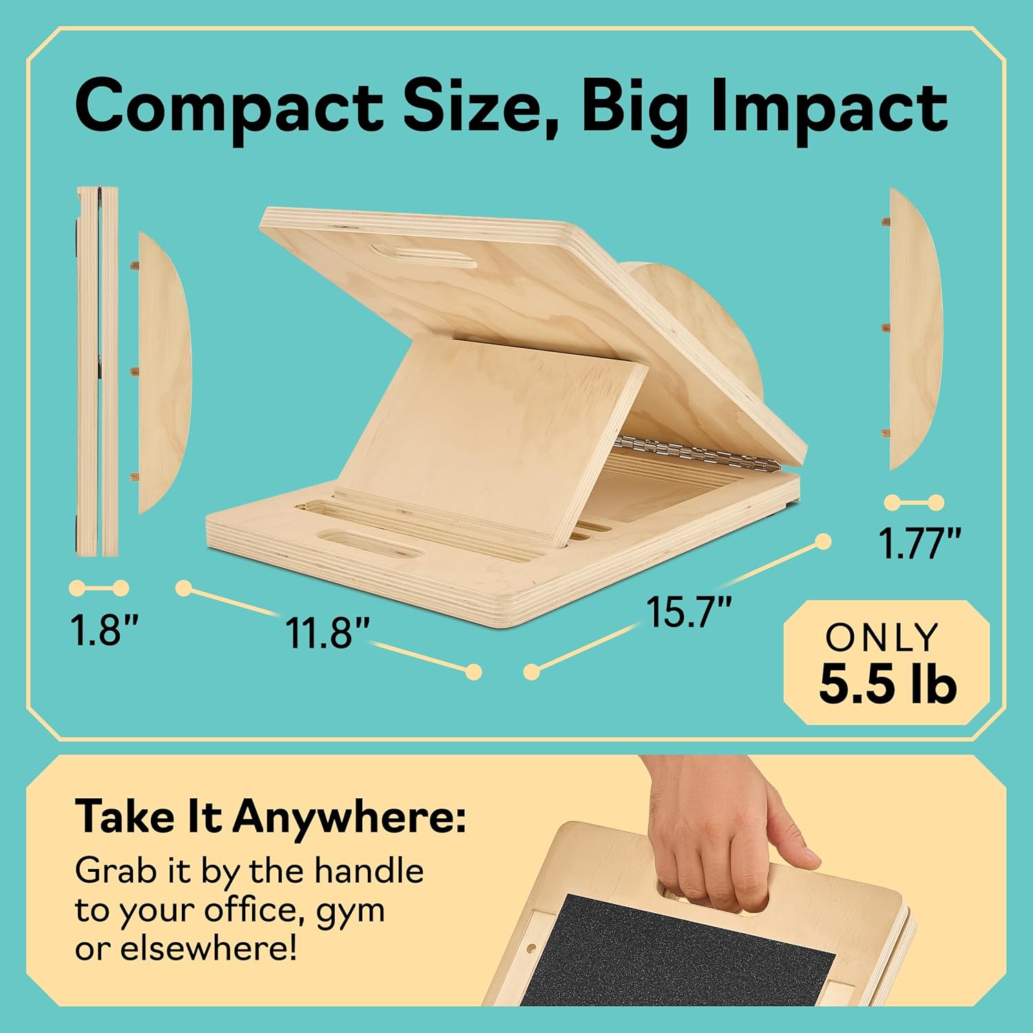 Slant Board with 6 Incline Angles - Transforms Into a Balance Board - Premium Calf Stretcher and Wobble Board for Effective Calf Stretching and Squats